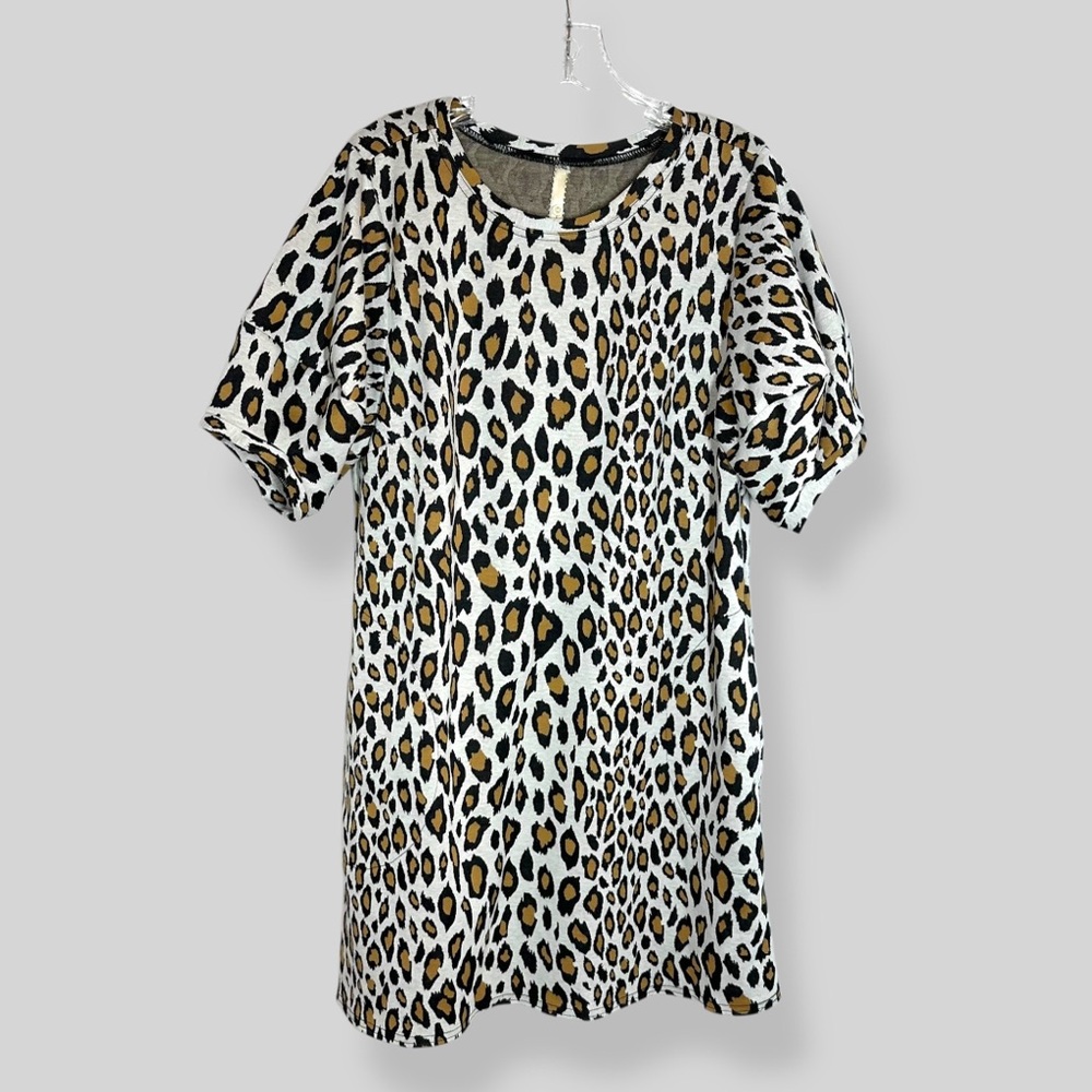 Uncle Frank Size Small Cheetah Print Mini Dress Puff Sleeve Animal Casual Event